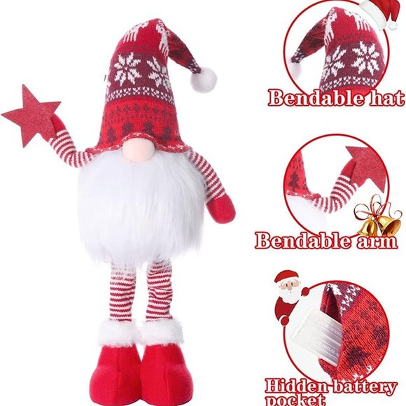 NEW 2Pcs 24.8 Inch Large Size Lighted Standing Christmas Gnomes Decorations - Picture 3 of 9